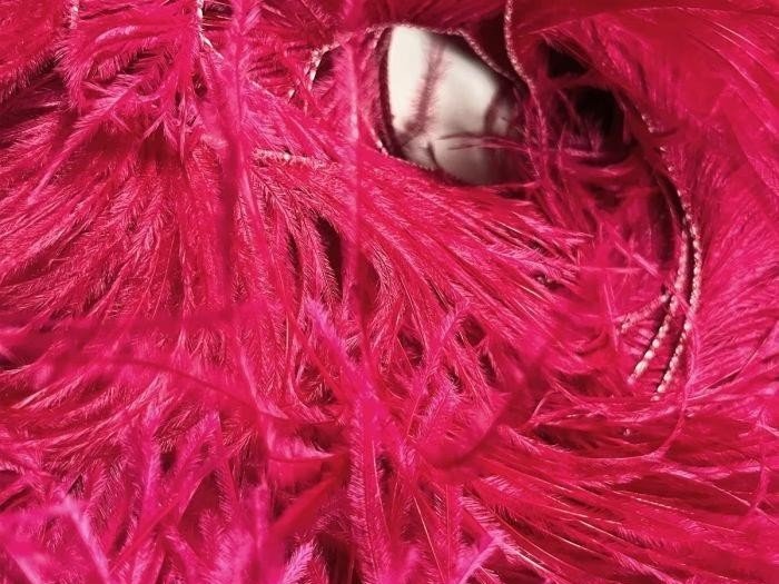 Ostrich Feather Fringe Trim CHERRY RED
