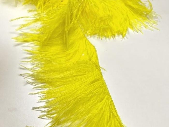 Ostrich Feather Fringe Trim SASSY YELLOW