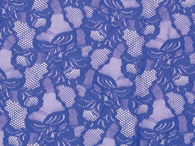 Floral Cascade Stretch Lace - BLUEBERRY